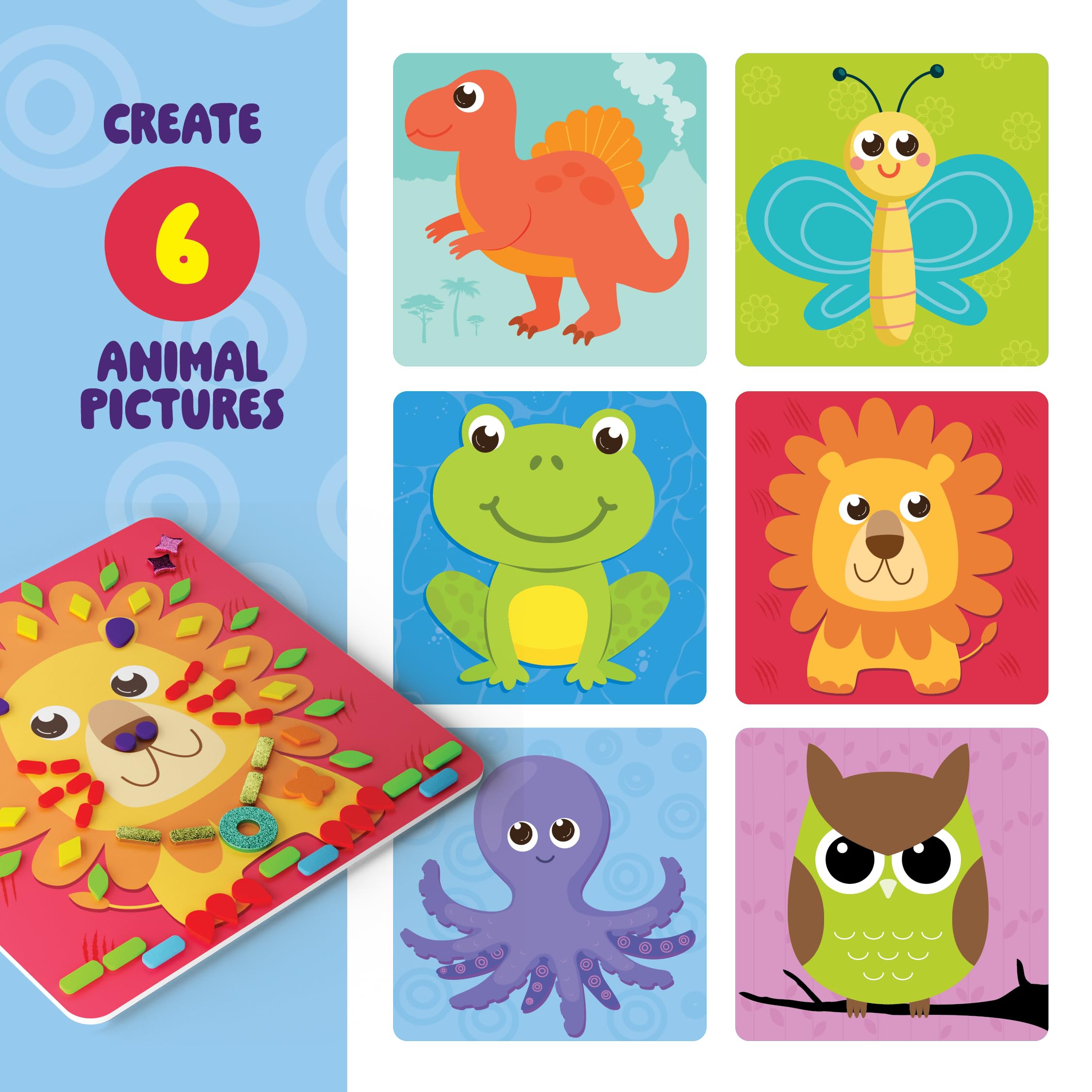 Dan&Darci Foam Sticker Art Craft for Kids - Toddler Arts & Crafts for Ages 3-5 - Boys 4-6 Birthday Gift & Stocking Stuffer