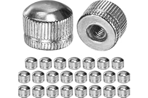 M METERXITY 25-Pack Threaded Cap Nuts, M5x14mm Screw Caps for Light Fixture, Female Knurled Knob Nut for Ceiling Light Cover Replacement/Decorative Lamp Parts, Acorn Screw Top [Chrome Tone]