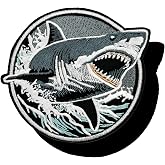 4" Great White Shark Embroidered Hook and Loop Patch