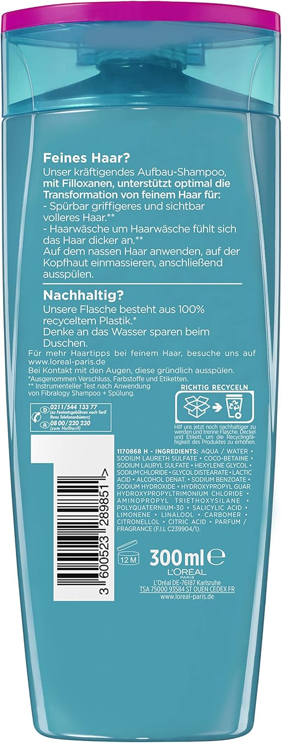 L'Oréal Paris Elvital Fibralogy Shampoo 300 ml, 300 ml (Pack of 1) - Image 3