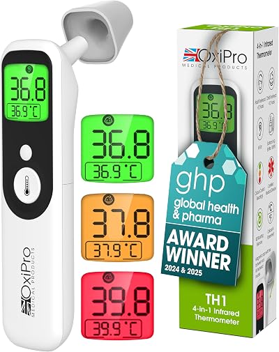 OxiPro TH1 Thermometer – In-Ear, Forehead, Non-Touch, Surface Modes