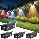 Dusk-to-dawn Solar Lamps CLAONER Solar LED Fence Lights - RGB Color Changing, Dusk To Dawn, IP65 Waterproof, Set Of 2 Or 4 Decorative Solar Garden Light