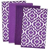 DII Cleaning Collection Multi-Purpose Microfiber, Eggplant Lattice, Dishtowel Set