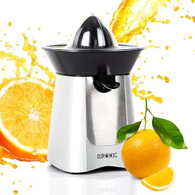 Duronic JE6SR Electric Citrus Juicer 100W Silver Stainless Steel 2 Cones