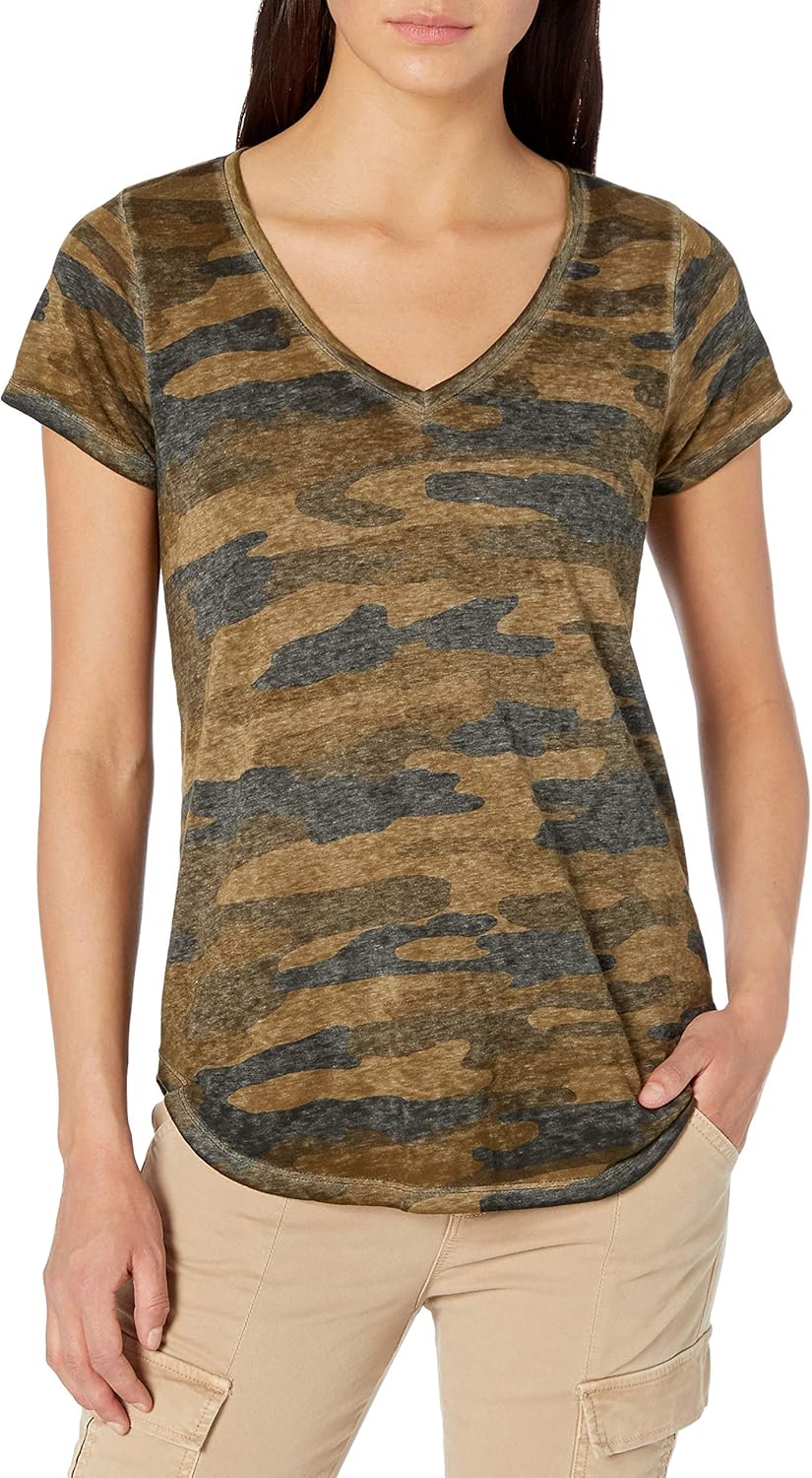 Lucky Brand Women's Camo Burnout Tee Shirt at  Women’s Clothing store