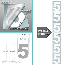 iSYFIX White Vinyl Number 5 (Five) Stickers - 6