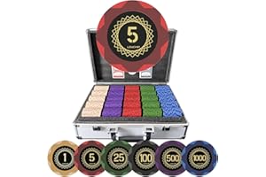 LOYCHIP Clay Poker Set with Numbered Chips 1000-pcs for Card Board Game, 14g Weight with Playing Cards for Texas Hold'em, Blackjack Gambling, Late Night Poker Games