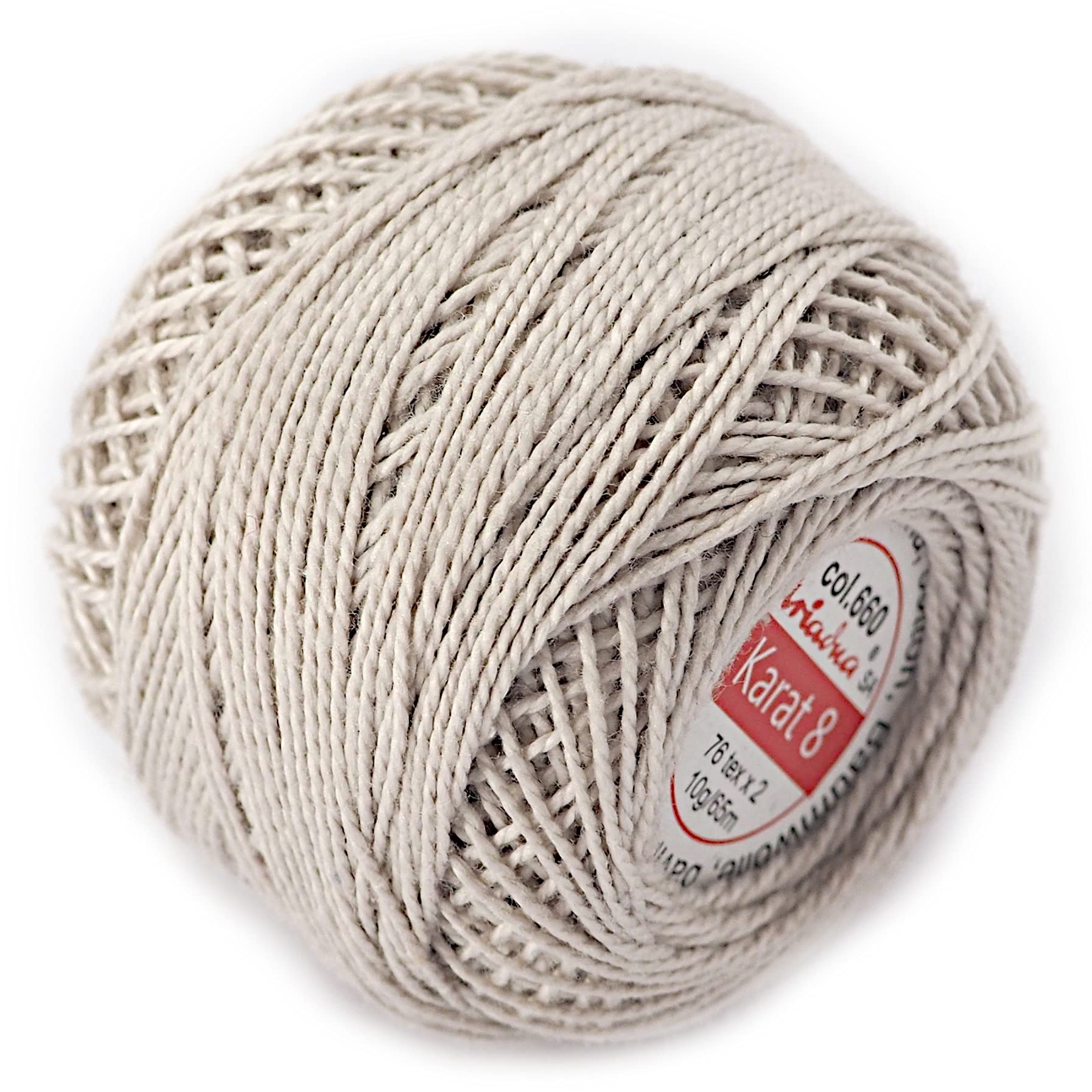 Cotton Crochet Embroidery Yarn 71yd/65m Quality Ball 0.35oz/10g Thread Floss Size 8 (Grey 660)