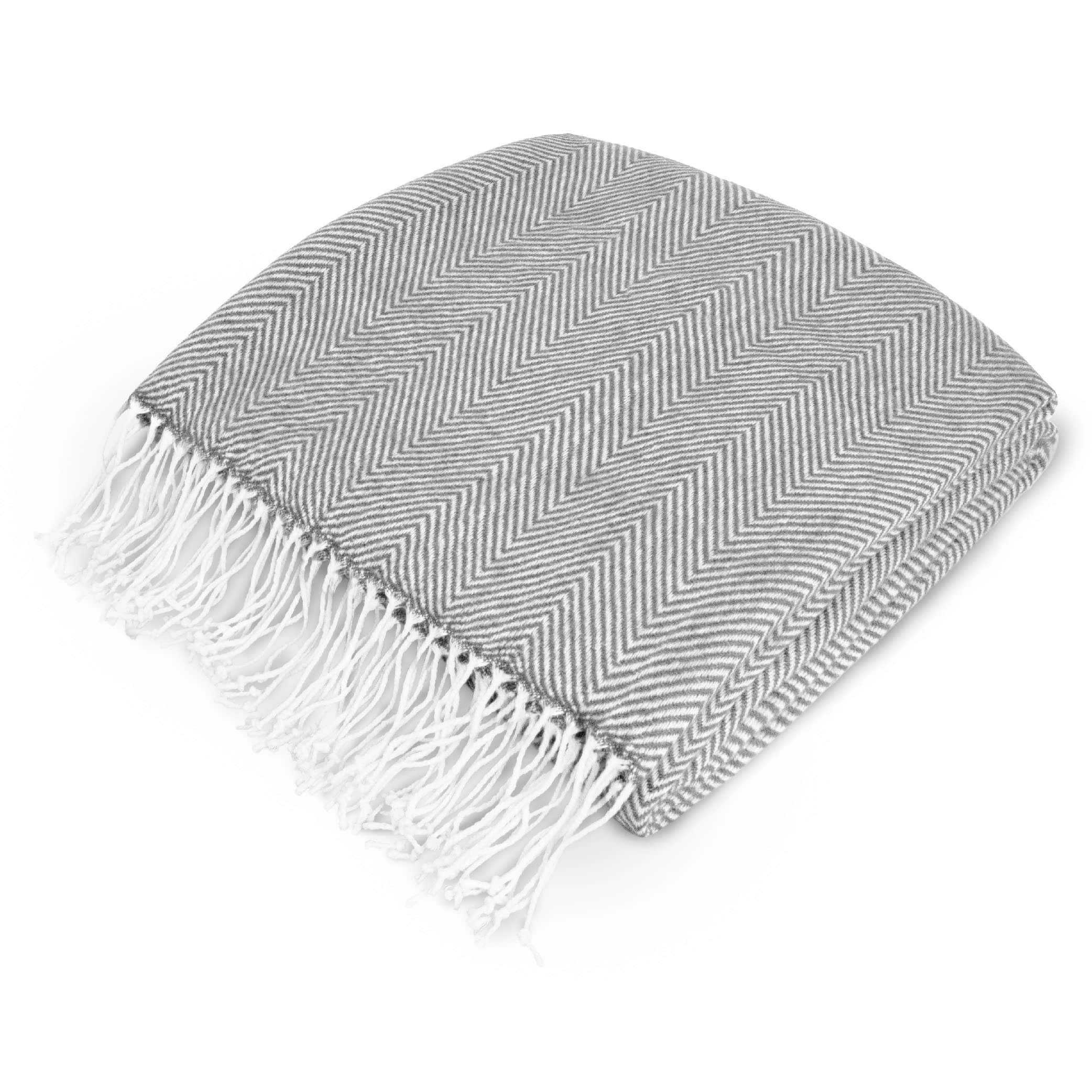 Photo 1 of PAVILIA Light Gray Herringbone Throw for Couch, Decorative Outdoor Accent Blanket, Faux Cashmere, 50x60