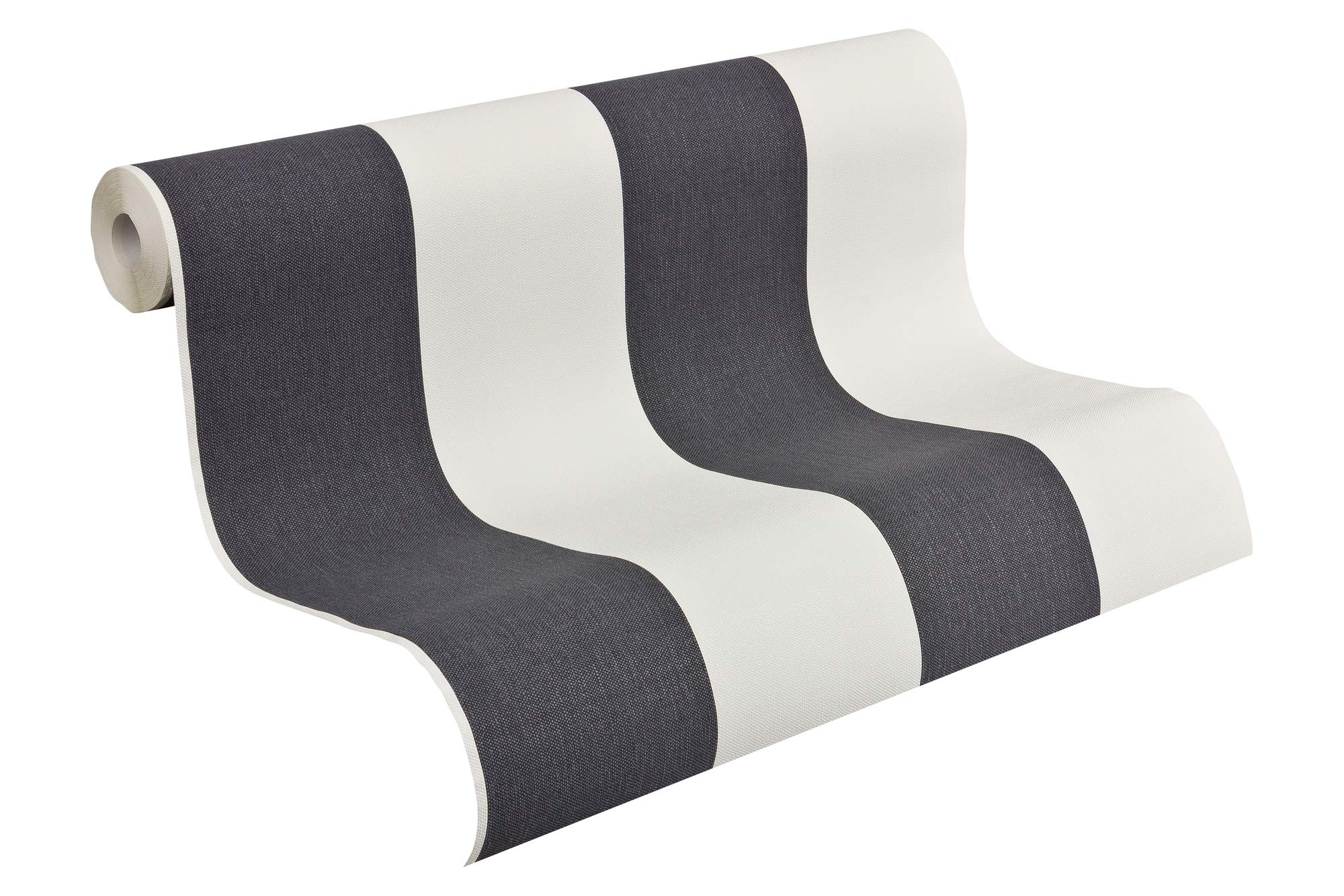 A.S. Création Non-Woven Wallpaper Black & White Wallpaper with Stripes 10.05 m x 53 cm Grey White Made in Germany 179050 1790-50