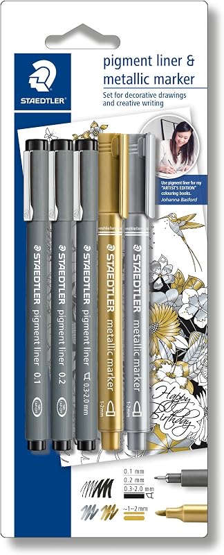 Pigment Liner 308 Design Journey - Blister 3 Feutres Noirs Pointe Calibrée 0,1/0,2/C2 + 8323-11 + 8323-81