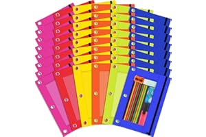 KMUYSL 48 Pack Pencil Pouch for 3 Ring Binder, Bulk 3-Holes Zipper Pencil Pouches in Assorted Colors, Sturdy and Durable Cloth Pencil Holder with Clear Window for Office School College Supplies (48)