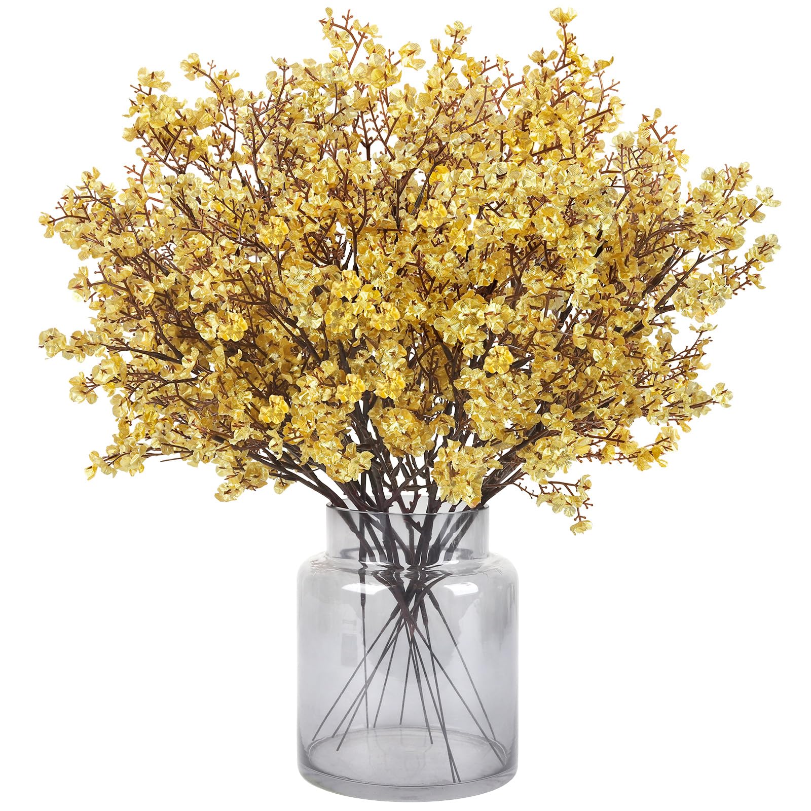 N&T NIETING Gypsophila Artificial Flowers, Baby Breath Artificial Flowers 12Pcs Real Touch Fake Flowers for DIY Wedding Bouquet Party Table Centerpieces Flower Arrangements and Home Decor(Gold)