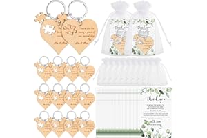 Ecation Wedding Favors for Guests Wood Heart Puzzle Keychains Thank You Cards Gift Bag Bridal Shower Souvenir Gifts(100 Sets)