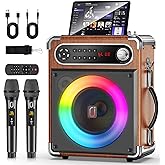 Karaoke Machine with 2 Wireless Microphones,【Upgraded 6.5"Woofer & 2"Tweeter】Portable Bluetooth 5.3 Karaoke Speaker, PA System with Bass/Treble/Echo Adjustment, Supports USB/AUX/TF/TWS for Home Party