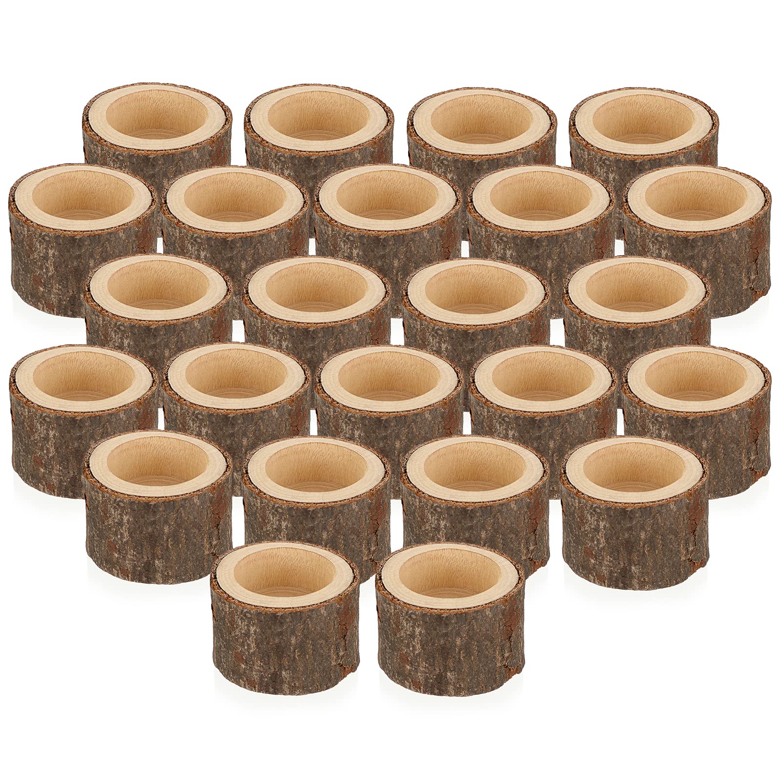 BSTKEY Set of 24 Wooden Tea Light Candle Holders, Decorative Votive Candle Holders Tealight Stand, Wood Table Centerpieces for Wedding Party Home Decor, 4cm Tall