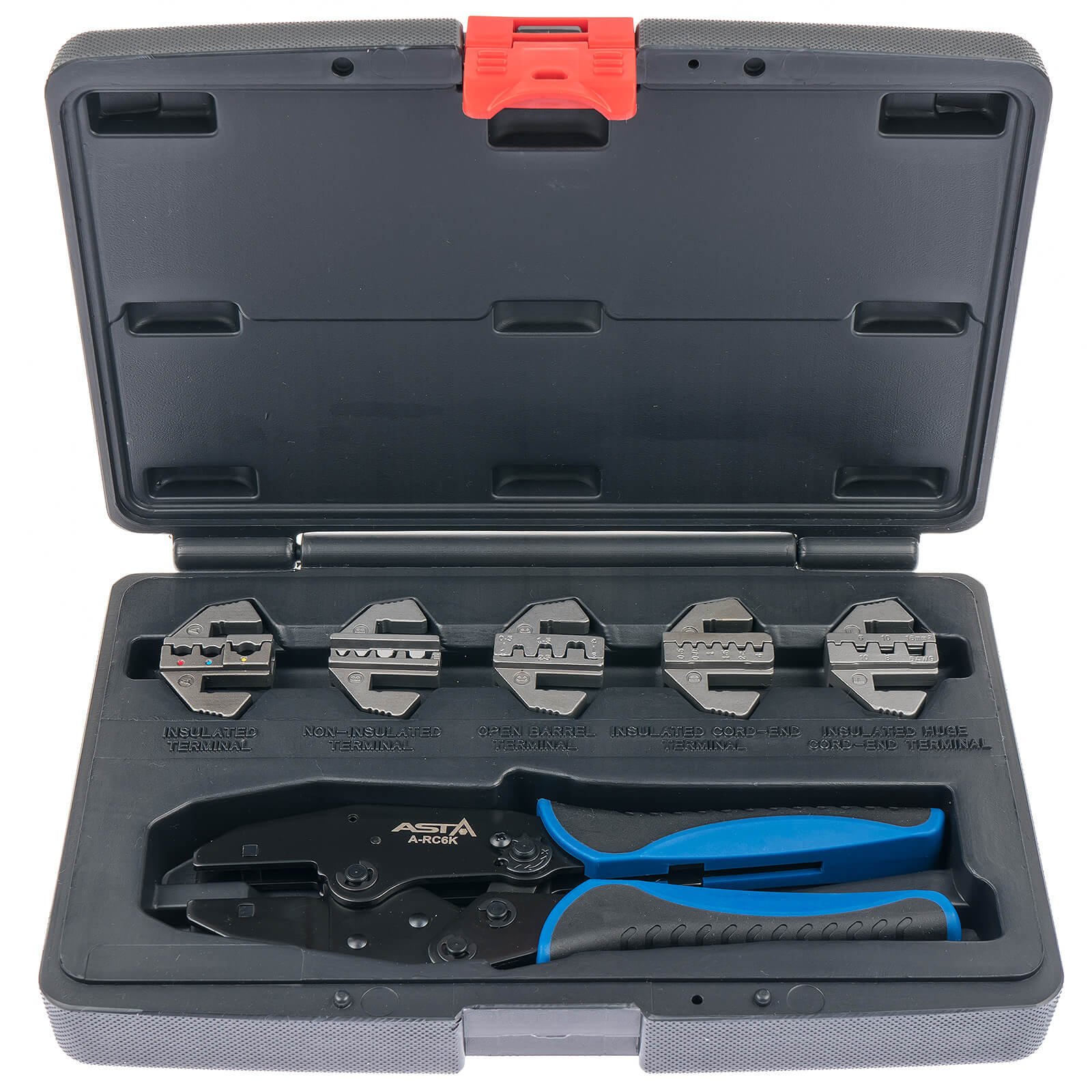 Asta A-RC6K Professional Crimping Tool Set for Wire End Ferrules Cable Lugs with 5 Pairs of Jaws and Ratchet Function