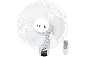 Xcity 16 Inch Wall-Mount Fan with Remote Control, 3 Speeds 1400 CFM High Velocity Oscillating Fan, 90° Oscillating & 60° Adju