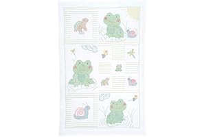 JACK DEMPSEY NEEDLE ART Jack Dempsey Frogs Baby Quilt, White