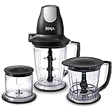 Ninja QB1004 Blender/Food Processor with 450-Watt Base, 48oz Pitcher, 16oz Chopper Bowl, and 40oz Processor Bowl for Shakes, 