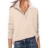 ANRABESS Womens Polo V Neck Long Sleeve Sweaters Lightweight Dressy Casual Business Basic Knit Pullover Top 2025 Fall Outfits