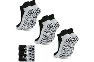 SkiBeaut Men Grips Socks, Ankle Low Cut Non Slip Cushion 3 Pairs Pilates Yoga Hospital Skid Grippers Man Socks(8-12)