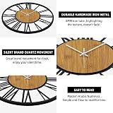 HAITANG 20IN Large Silent Wall Clock Black Roman Numeral Battery Operated view 3