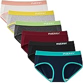INNERSY Women’s Underwear Cotton Hipster Panties Mid Rise Briefs Tagless Wide Waistband 6 Pack