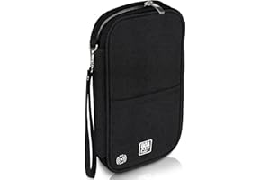 BOACAY Document Organizer with RFID, Family Passport Holder, Wallet for Women & Men, Waterproof Case with Wristlet, Travel Es