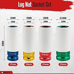 WETT 4Pcs 1/2 Inch Lug Nut Socket Set, Wheel