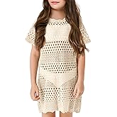 Amarmia Girls Swim Cover Up Crochet Bathing Suit Cover Ups Short Sleeve Summer Beach Dress
