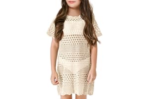 Amarmia Girls Swim Cover Up Crochet Bathing Suit Cover Ups Short Sleeve Summer Beach Dress