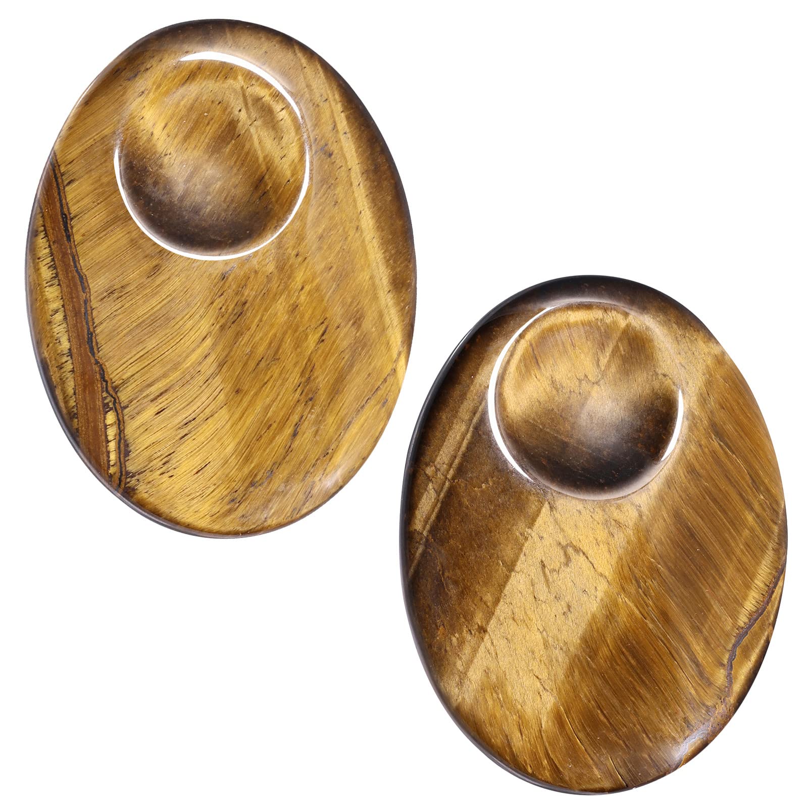 mookaitedecor Pack of 2 Tiger's Eye Crystal Thumb Worry Stones Healing Crystals for Anxiety Stress Relief, Polished Oval Worry Stones Thumb Stone Gift Reiki Good Luck Palm Pocket Stones for Meditation
