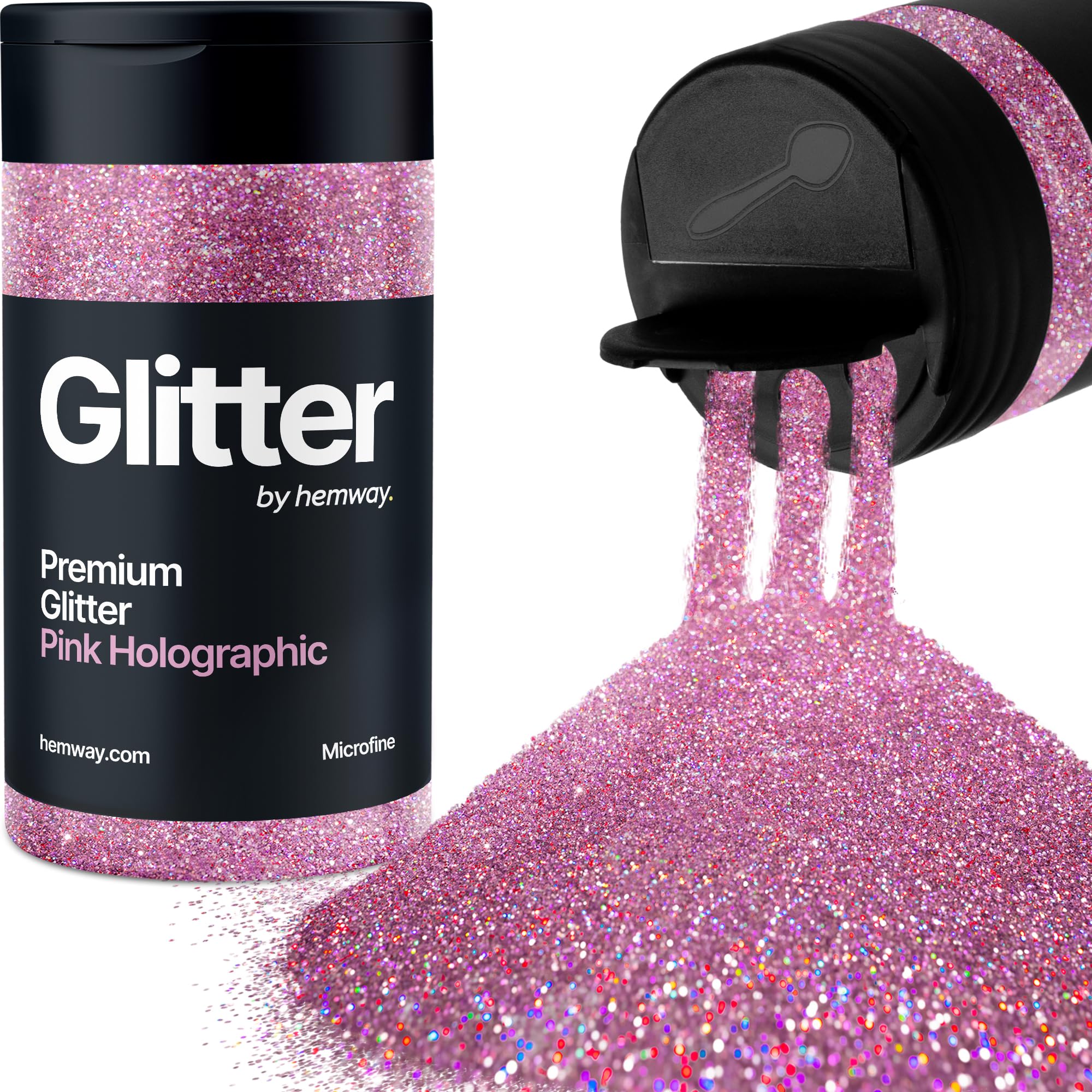 Holographic Pink Glitter Shaker, 130g Microfine Glitter, Crafts 1/256" Metallic Flake Pink Sequins, Resin & Epoxy Crafts, Decorating, Halloween, Christmas Nail, Face, Hemway