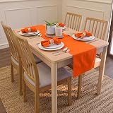 Encasa XO Table Runner 13x91 in Cotton Canvas Orange view 2