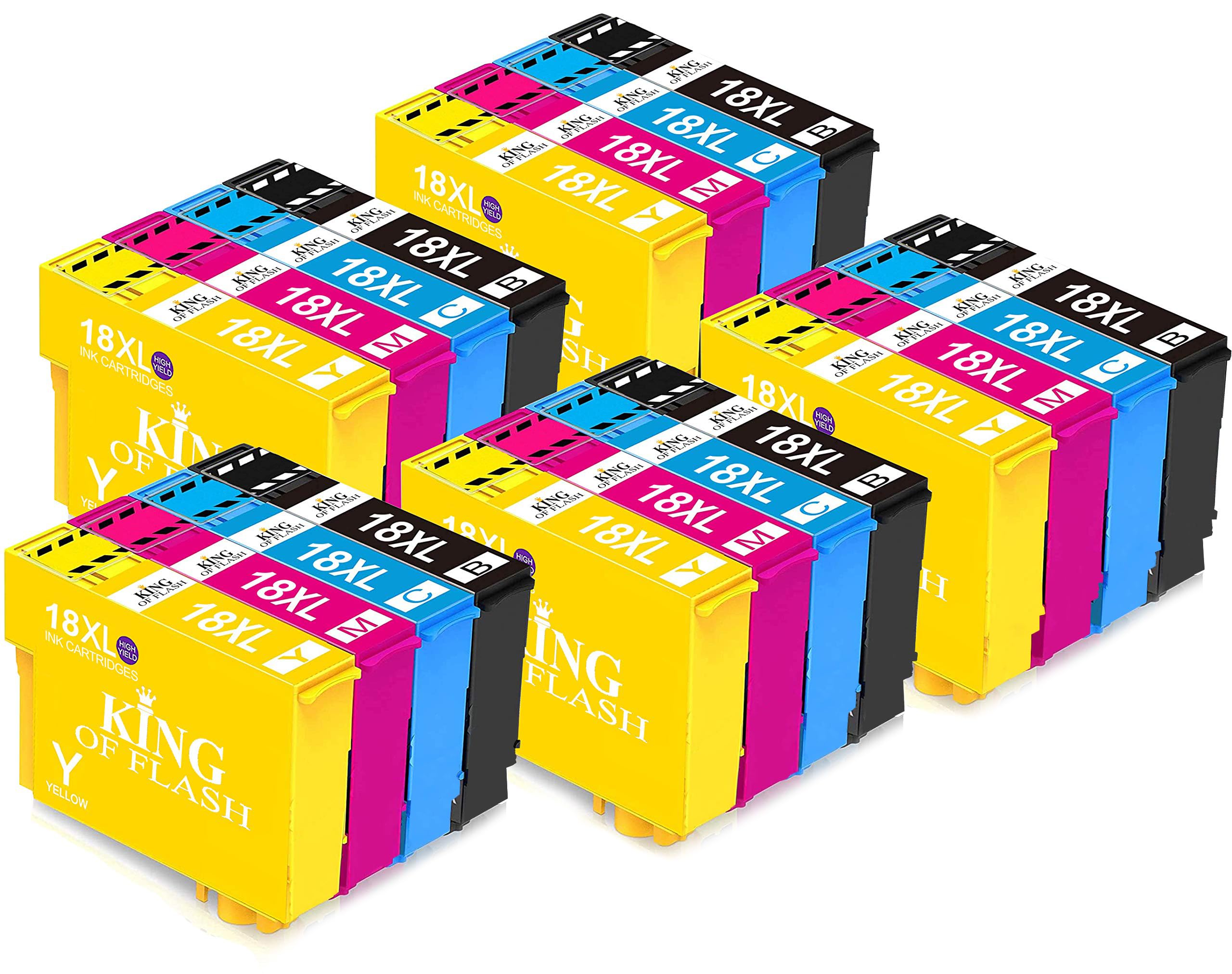KING OF FLASH Replacement for Epson 18 18XL Ink Cartridges Compatible for Epson Expression Home XP-322 XP-202 XP-425 XP-422 XP-415 XP-412 XP-305 XP-315 XP-312 XP-225 XP-215 XP-212 XP-405 (5 Sets)