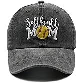 Waldeal Women 's Softball Mom Hat, Adjustable Embroidered Denim Softball Baseball Cap