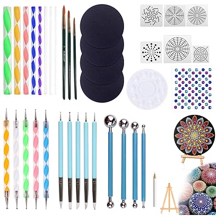 Mandala Dotting Tools 40 Pieces Professional Supplies Tools Kits Include 4 Cardboards 6 Stencil Templates 2 Mini Easel Paint Tray For Painting Rocks Drawing Drafting Kids Crafts Nail Art Amazon In Home Kitchen