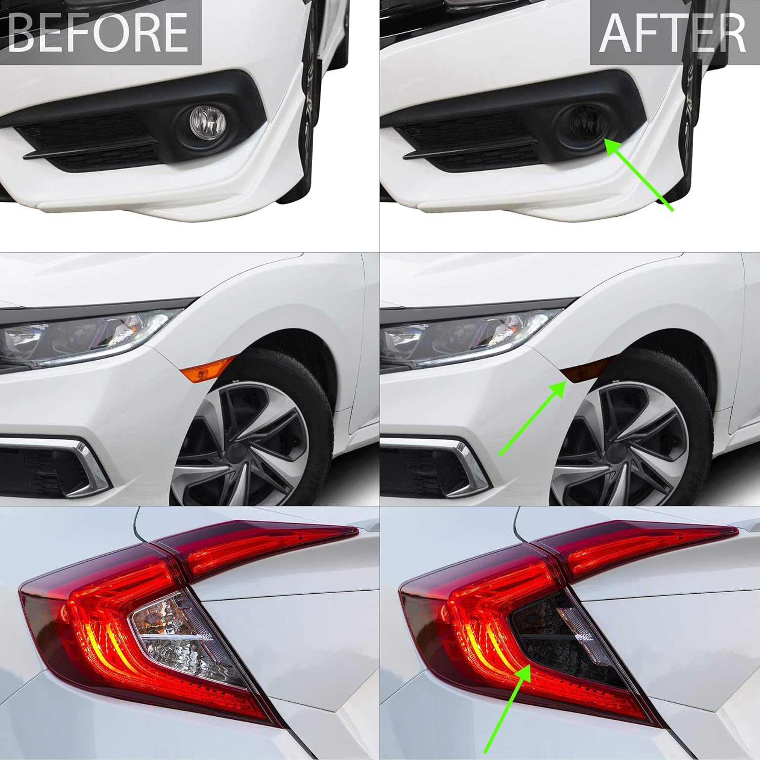 Amazon Com Bogar Tech Designs Tail Fog Light Reflector Sidemarker Tint Kit Compatible With And Fits Honda Civic Sedan 2016 2021 Dark Smoke Automotive