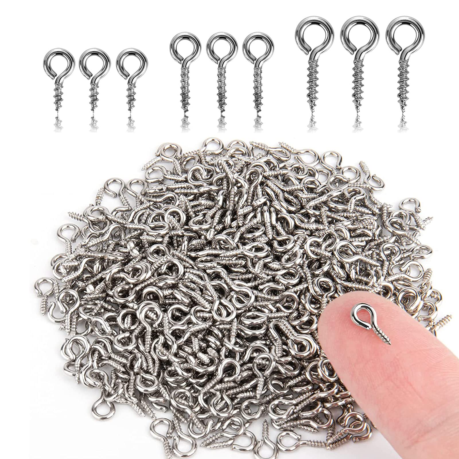 Bymivofun 300 Pieces Eye Screws 4/5/6mm Eye Screw Eyes Screw Hooks Eyelet Screw for Resin Jewelry Beads Installation