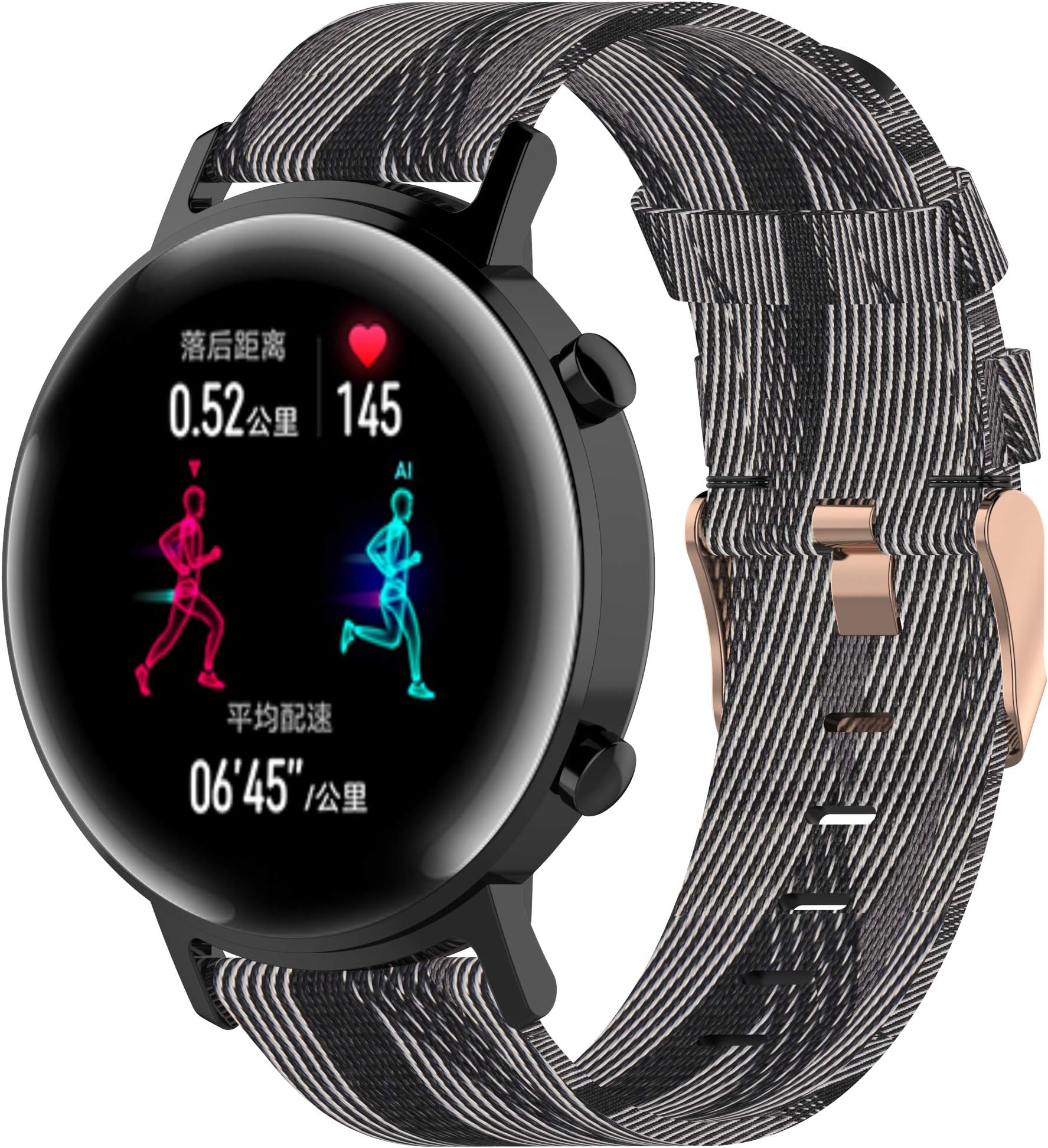 Fit for Samsung Galaxy Active 2 Watch Bands 40mm/ 44mm Women Men, Nylon Canvas Quick Release Replacement Band Wristband Straps Fit for Garmin Vivoactive 3 Music, Galaxy Watch Active 1& 2 (Black)