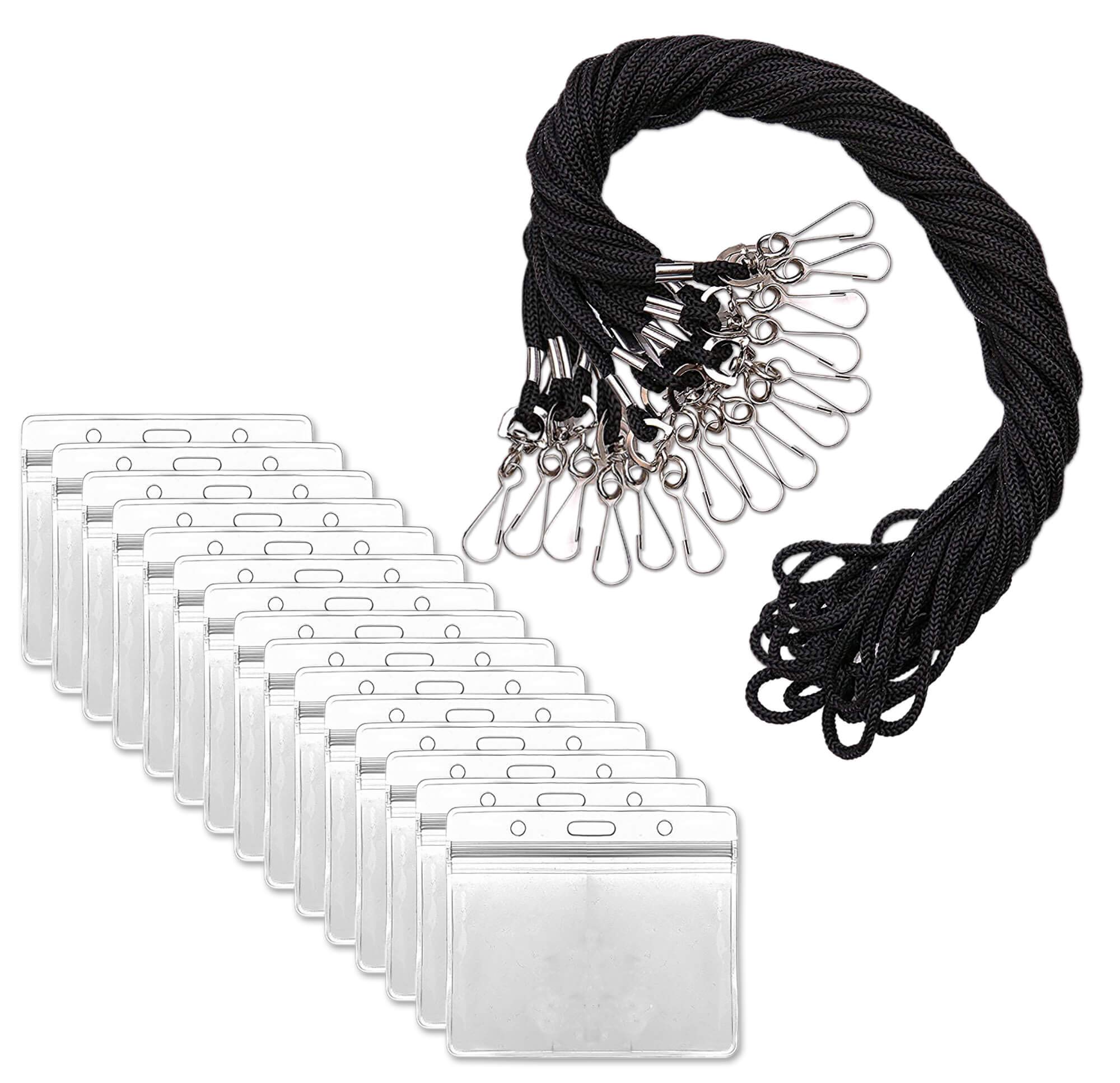 Nekava ID card holder with lanyard neck strap is a waterproof horizontal ID badge holder | name tags | card case with strap, perfectly suited for business conference, seminars or other events. 15 Sets