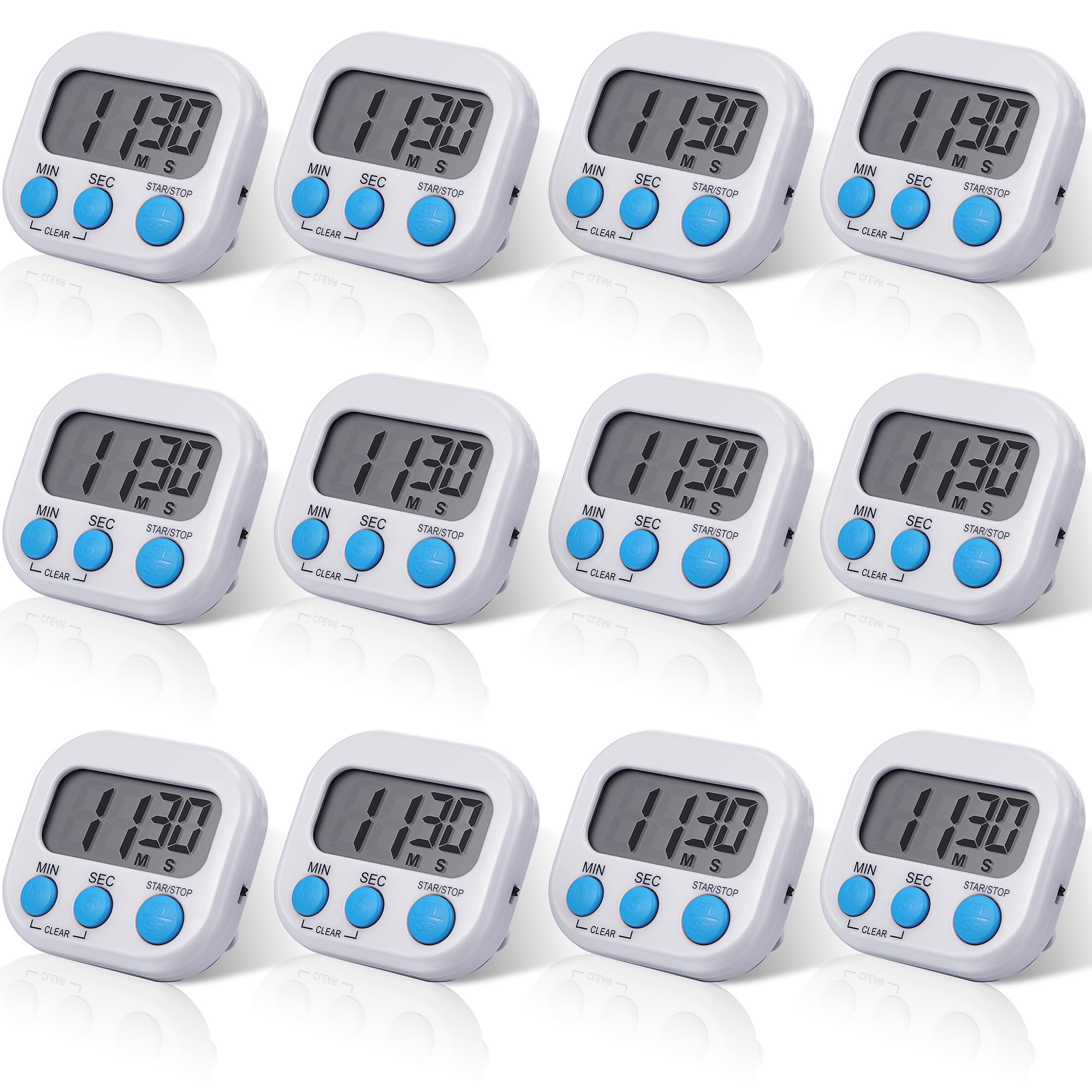 Photo 1 of Weewooday 12 Pcs Digital Kitchen Magnetic Timer Bulk Classroom Count up Countdown Timer Large Digits Egg Loud Alarm Cute Desk Stopwatch for Teacher Kids Cooking Office (Stylish Style)