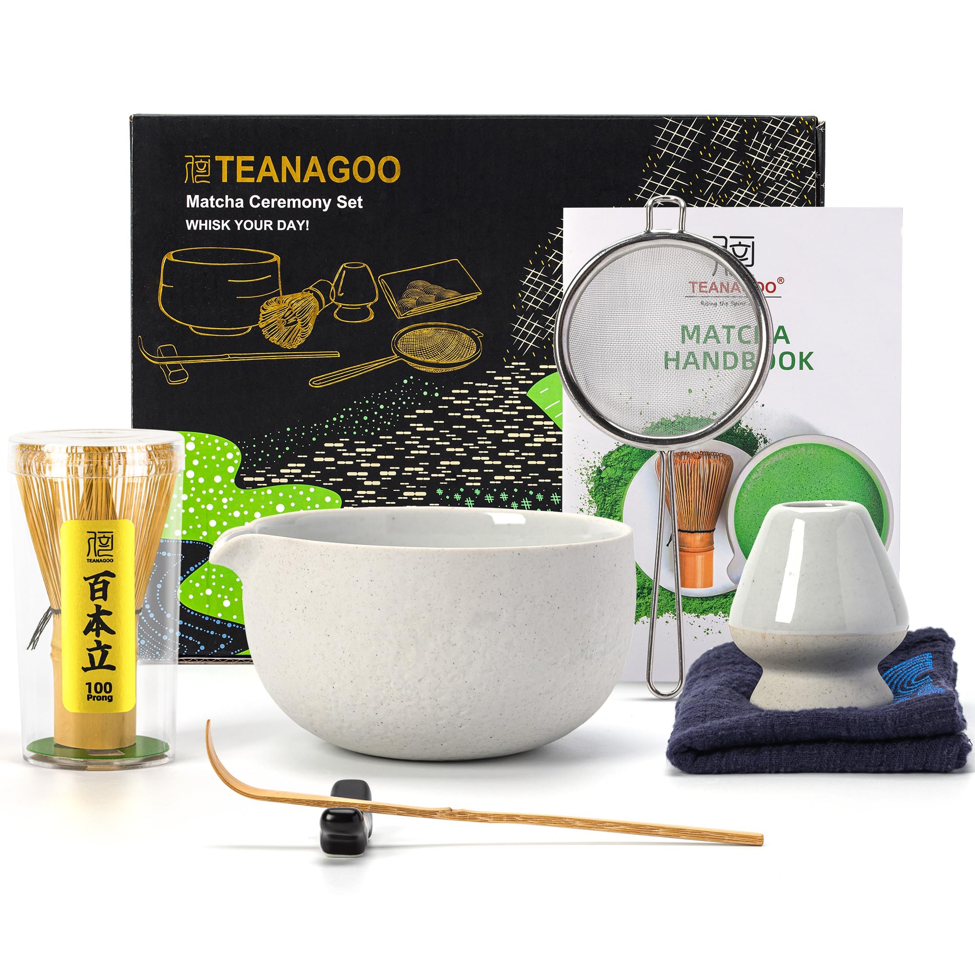 Photo 1 of TEANAGOO Matcha Whisk Set,7 Pcs Matcha Set Lt.Grey,Matcha Kit for Ceremony,Matcha Tea Set for Making Breakfast/Latte,Matcha Whisk Set and Bowl with All Accessories,Gift for Matcha Lover/Friend/Family