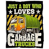 Garbage Trucks Blanket, Truck Gifts for Kids, Car Themed Flannel Blankets with Name, Soft Cozy Lightweight Throws Gifts for Truck Lovers & Boys 40x50 Inch for Kid