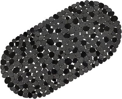 WELTRXE Shower Mat Non Slip Anti Mould Bath Tub Mat 69x36cm Black