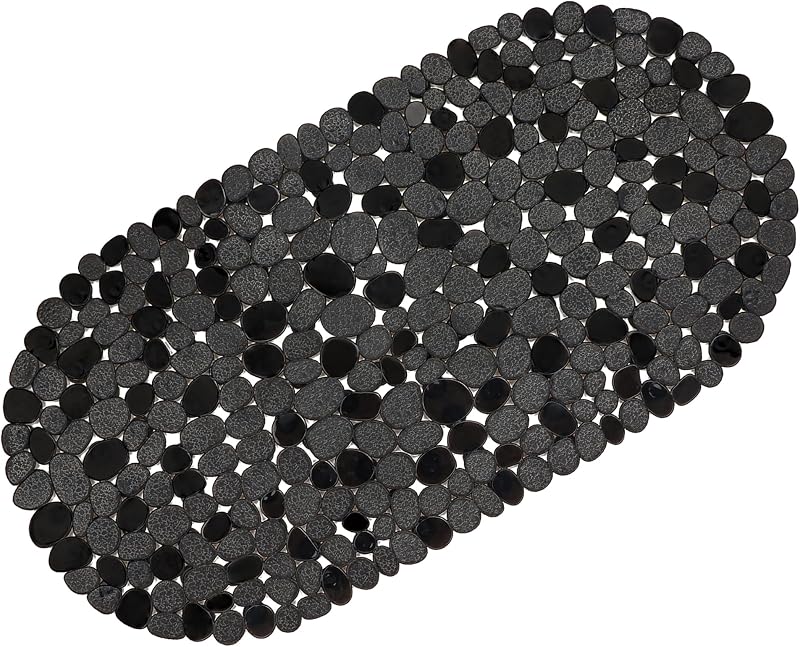 WELTRXE Shower Mat Non Slip Anti Mould Bath Tub Mat 69x36cm Black