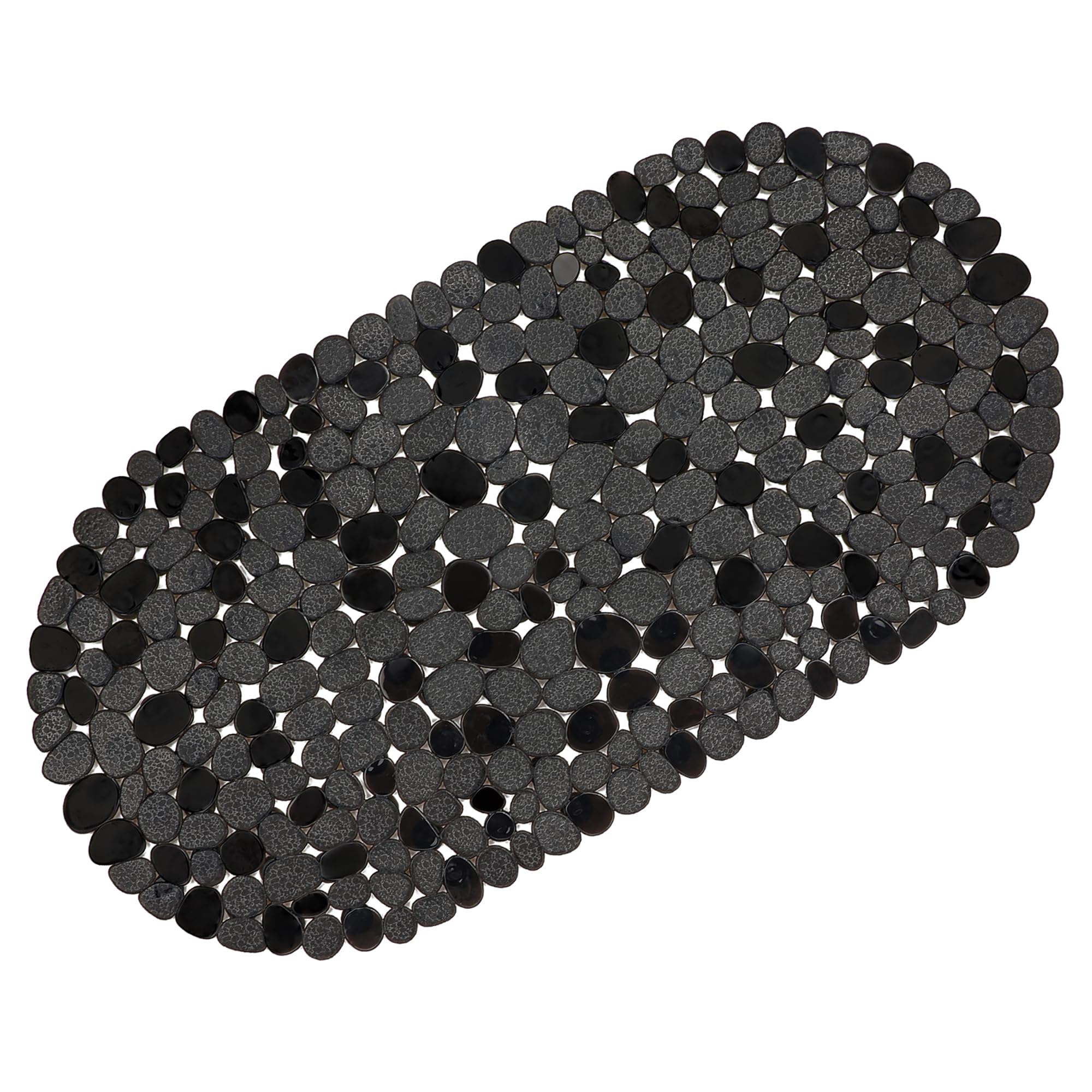 WELTRXE Shower Mat Non Slip Anti Mould Bathtub Mat For Bathroom Safety, Anti Slip Bath Mats, Anti Skid Oval PVC Bath Tub Mat with Grip Suction Cups & Drain Holes, Machine Washable, Black, 69 x 36 cm