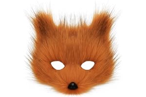 hbbhml Fox Cat Mask Wolf Faux Fur Fluffy Animal Cosplay Costumes Face Masks for Masquerade Christmas Halloween Carnival