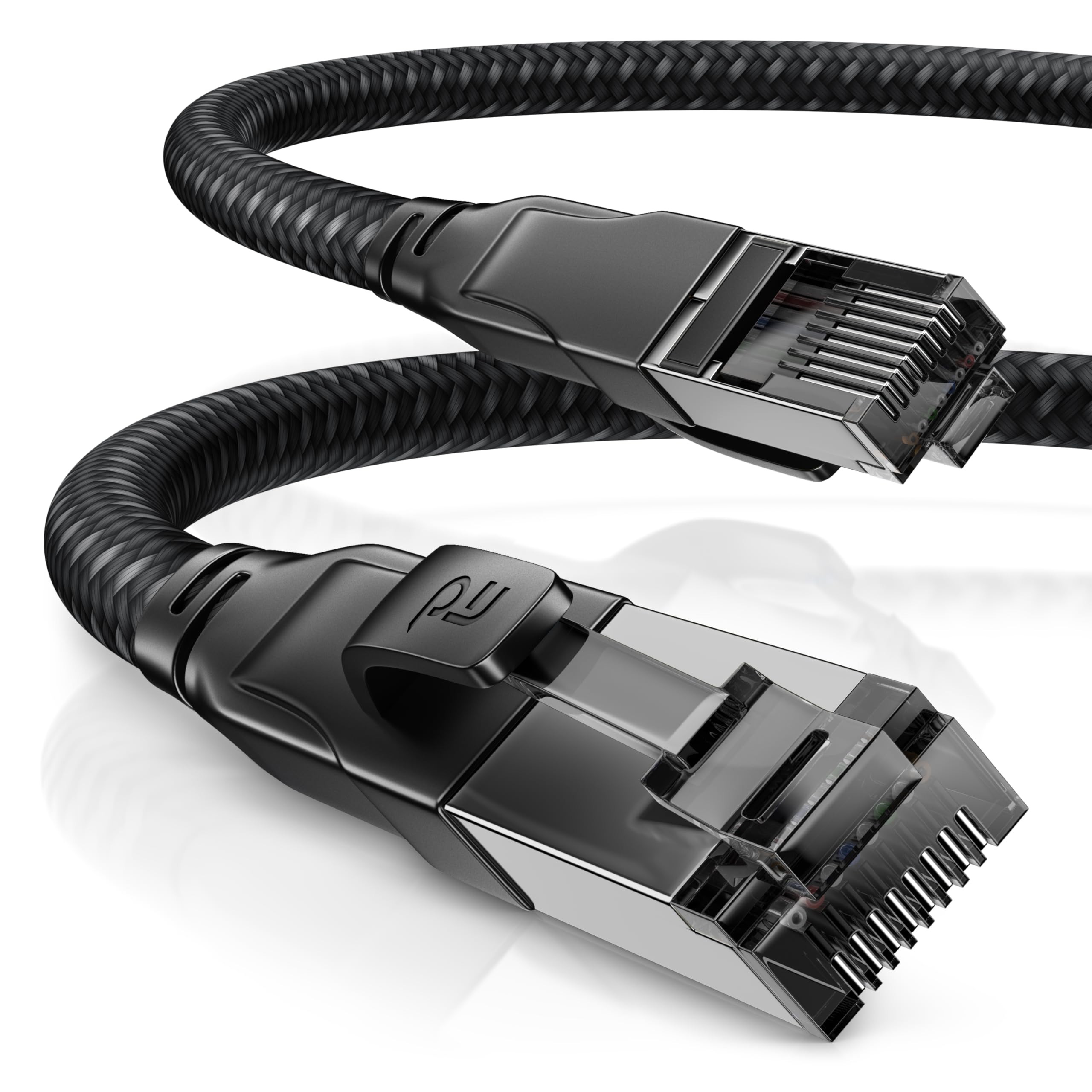 CSL - CAT 8.1 Network Cable 40 Gbits - 15 m - Cotton Jacket - Black Series - LAN Patch Cable RJ45 - CAT 8 Gigabit Ethernet Cable - 40000 Mbits - S/FTP PIMF Shielding - Compatible with Cat 6 Cat 7
